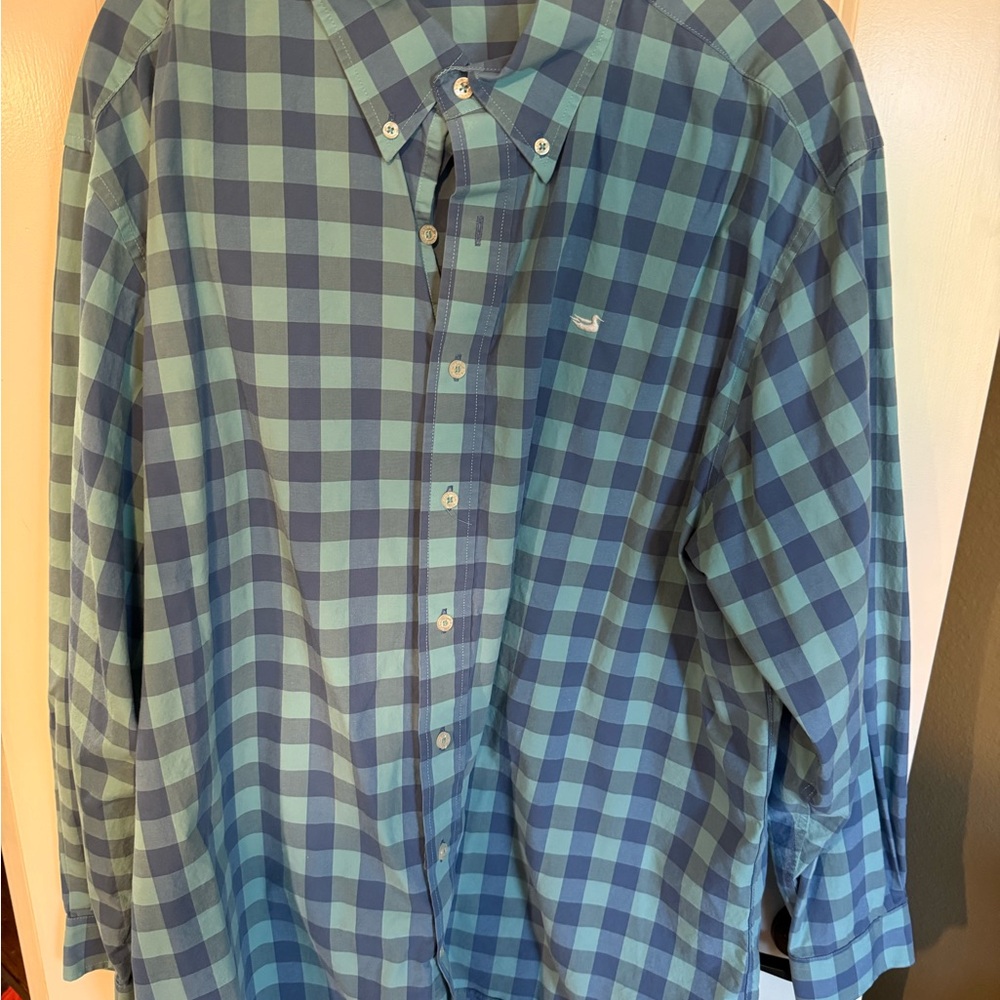 Southern Marsh Blue and Green Checkered Men's Shirt